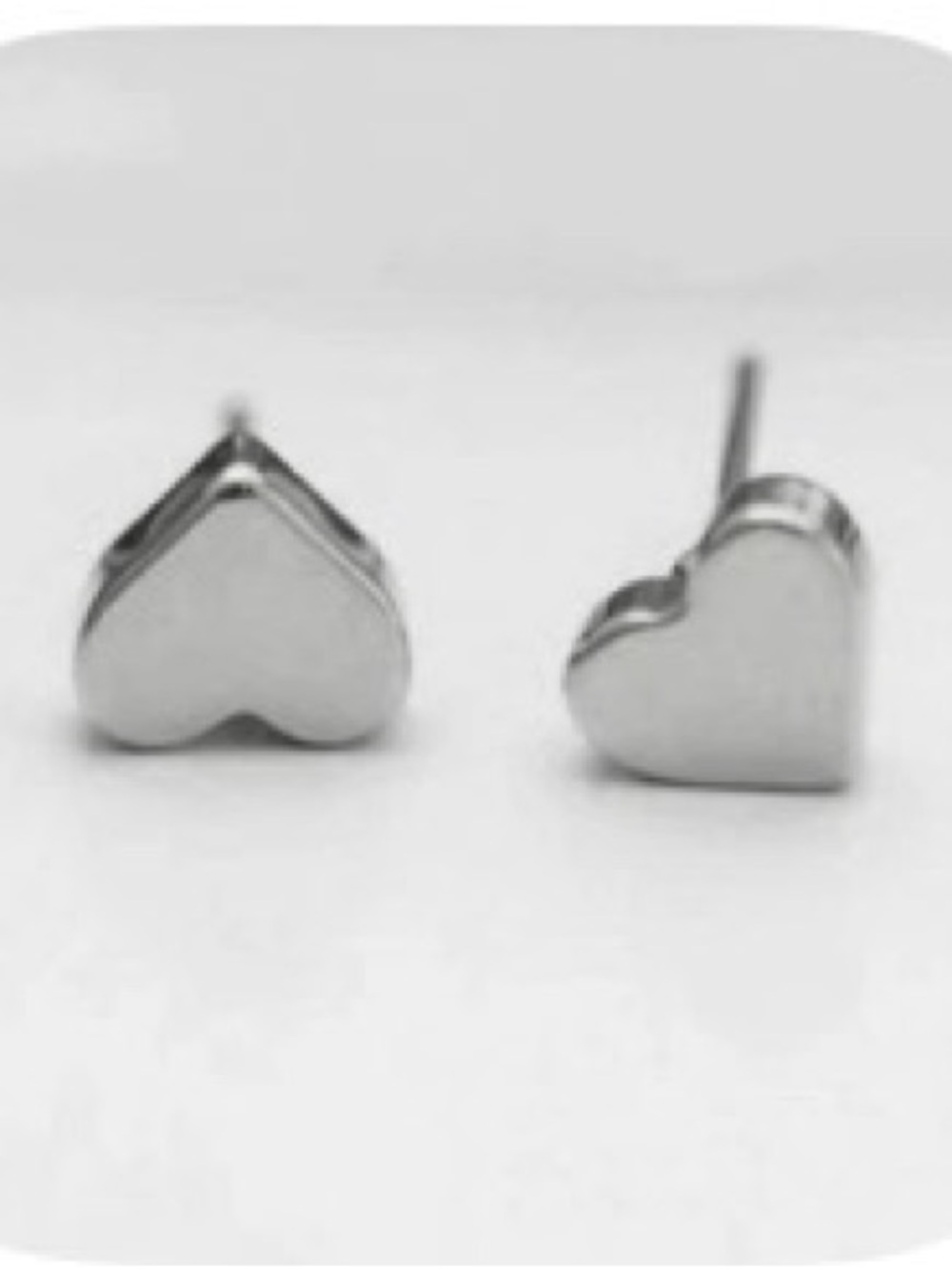 Classic Silver Heart Stud Earrings - Minimal Women Jewelry